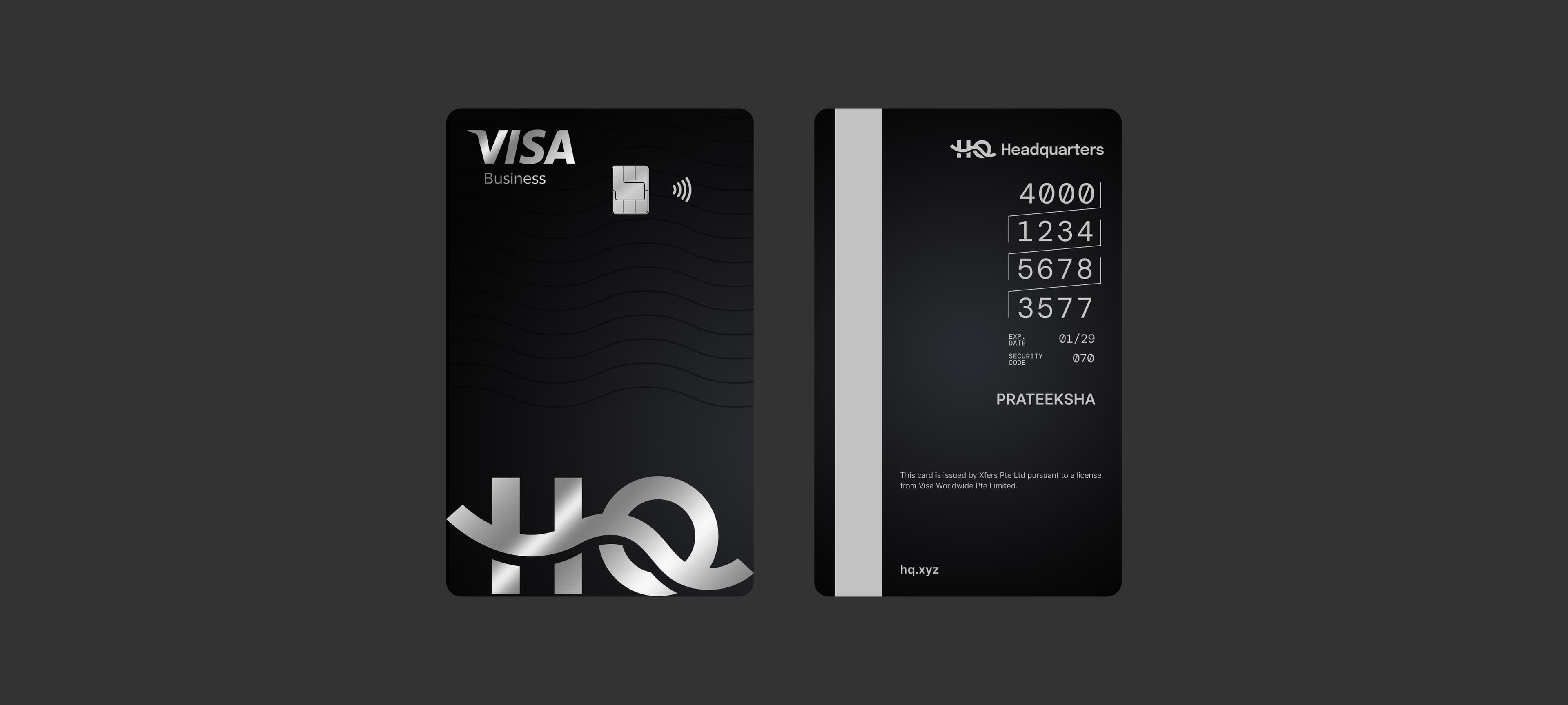 Physical card — front and back
